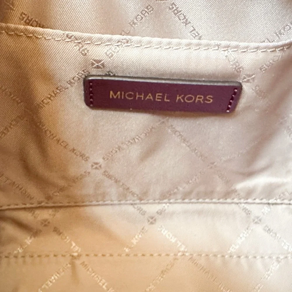 Michael Kors Burgundy Satchel with Gold Chain - Picture 12 of 13